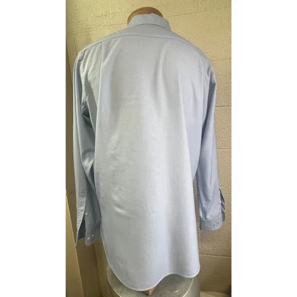 Loro Piana Dress Shirt Men Button Long Sleeve Soft Wool Blue Size Large - Picture 5 of 11